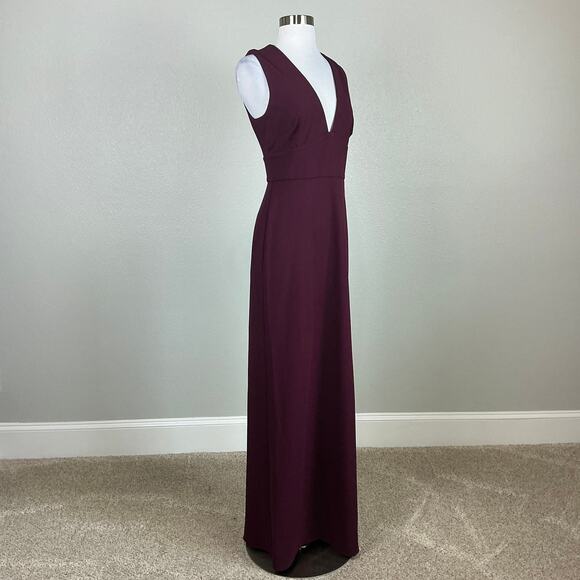 Sachin & Babi Deep V-Neck Long Column Evening Gown Wine Red Size 6 Formal Dress - Picture 3 of 12